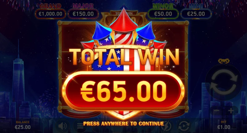 Voltage Blitz Stars'n' Stripes - total win in the run